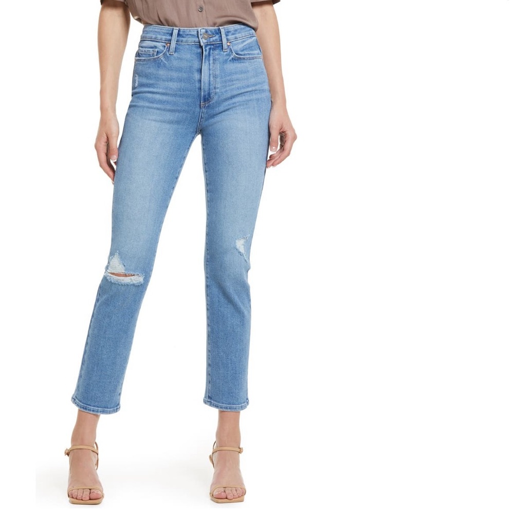 PAIGE denim jeans high rise straight leg Mom jeans Cindy light speak easy wash